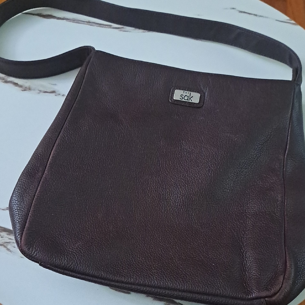The Sak Dark Brown Leather Messenger Bag